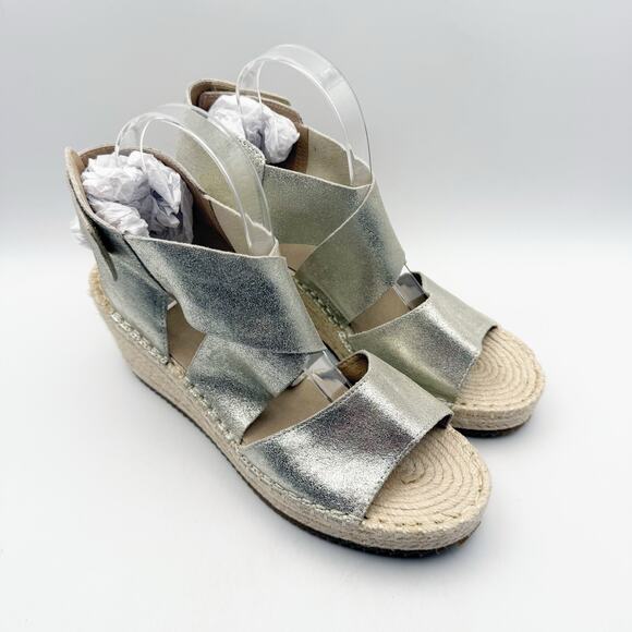 Eileen Fisher Womens Willow Wedge Sandal US 10 EU 40.5 Silver Glitter Suede NWOB - Picture 5 of 12